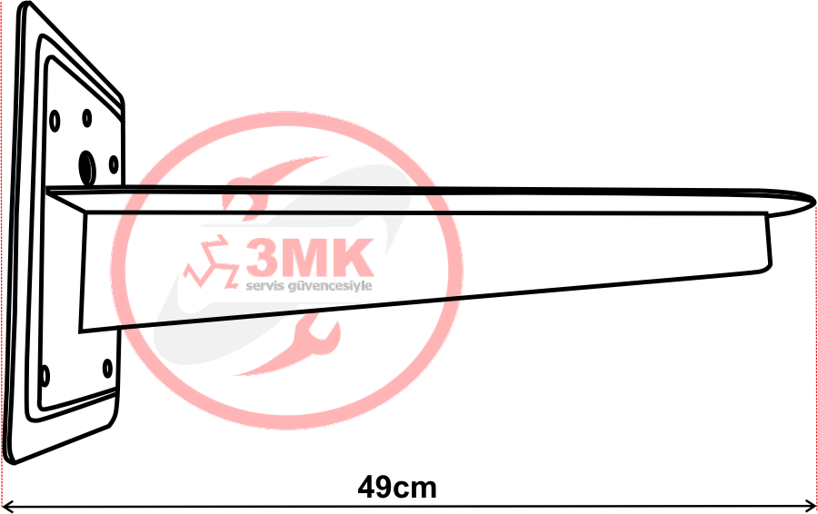 3MK-MRF Outdoor Pan Tilt Unit Mounting Bracket Side View