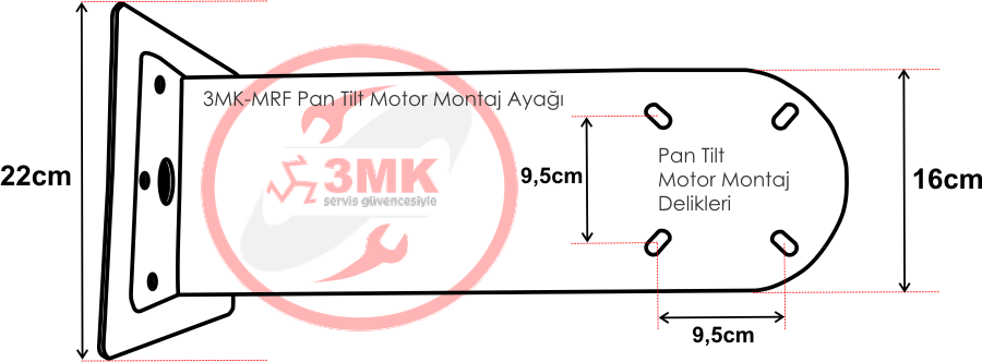 3MK-MRF Outdoor Pan Tilt Unit Mounting Bracket Top View