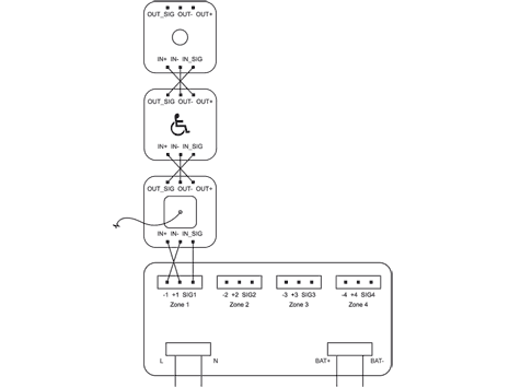 C-TEC NC944 4 Zone Call Controller wiring diagram