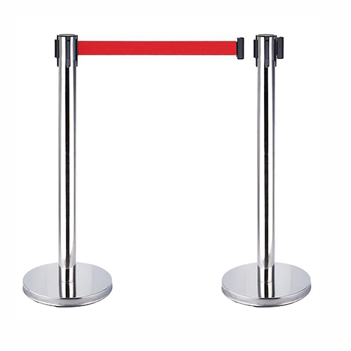 LOREX LR-YB031 retractable queue barrier with red belt and silver post