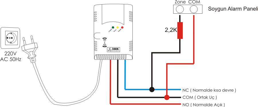 3MK-5120D intrusion alarm system connection schematic diagram