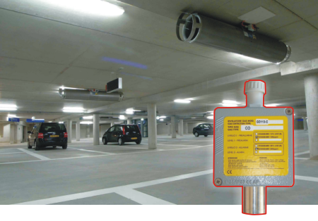 Carbon monoxide detector application in enclosed car parking areas